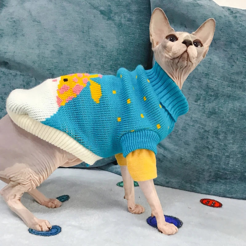 Cute Sphynx Cat Sweater Pullover Winter Warm Pet Clothes for Cats Kedi Kitten Costume Puppy Clothing Mascotas ropa para gatos