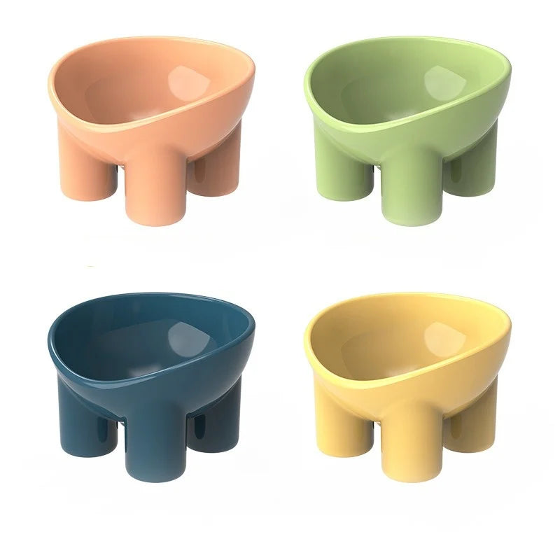 Cat Dog Bowl High Foot Small Dog Bowl Neck Protector Pet Food Water Bowl Anti-tip PP Pet Feeding Dessert Snack Dish Accessories