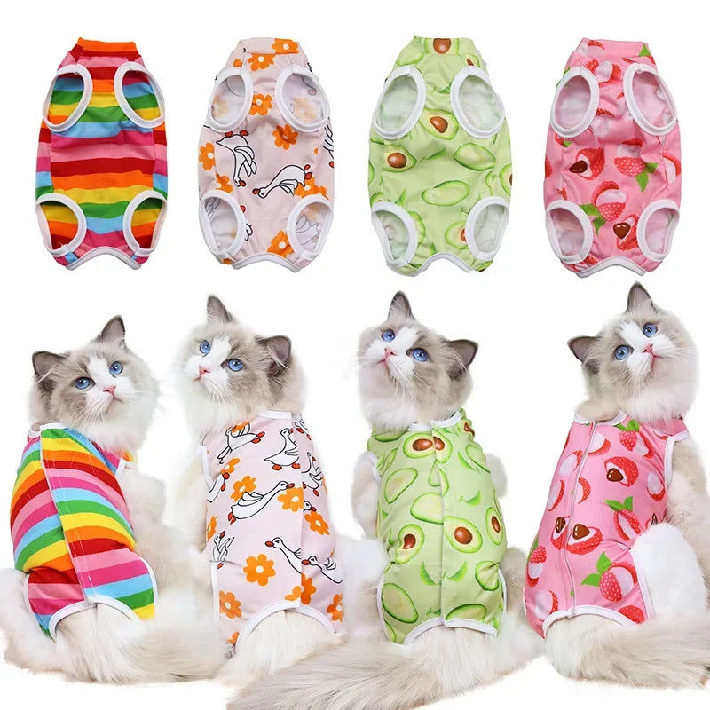 Pet Cats Weaning Clothes Breathable Elastic Vest Wound Protection Clothes Anti-mite Soft Cat Weaning Suit Clothing Pets Supplies