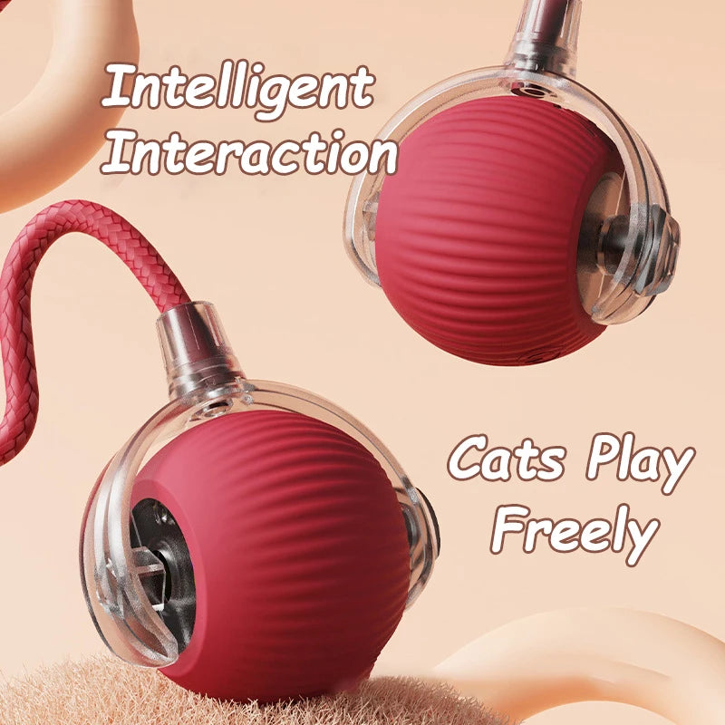 Cat Interactive Ball Toys Automatic Rolling Ball Faux Tail Rechargeable Smart Pet Electric Toy Dog Cat Training Imitate Mouse