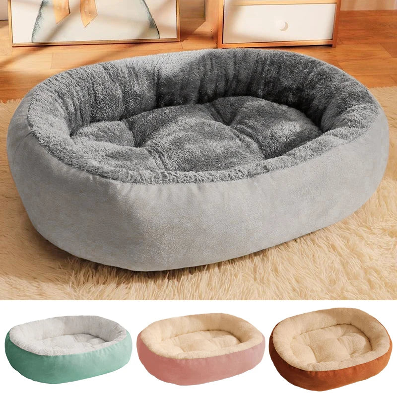 Plush Pet Nest Winter Cat Dog Bed Thickened  Plush Anti Slip Pet Mat Detachable Washable Circular Cat Pet Bed Large Dog Bed Mat