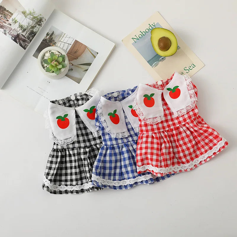 Summer Pet Clothing Polka Dots Flowers Strawberry Dress for Cats Kitten Clothes Skirts Princess Cat Dress vestido para sphynx