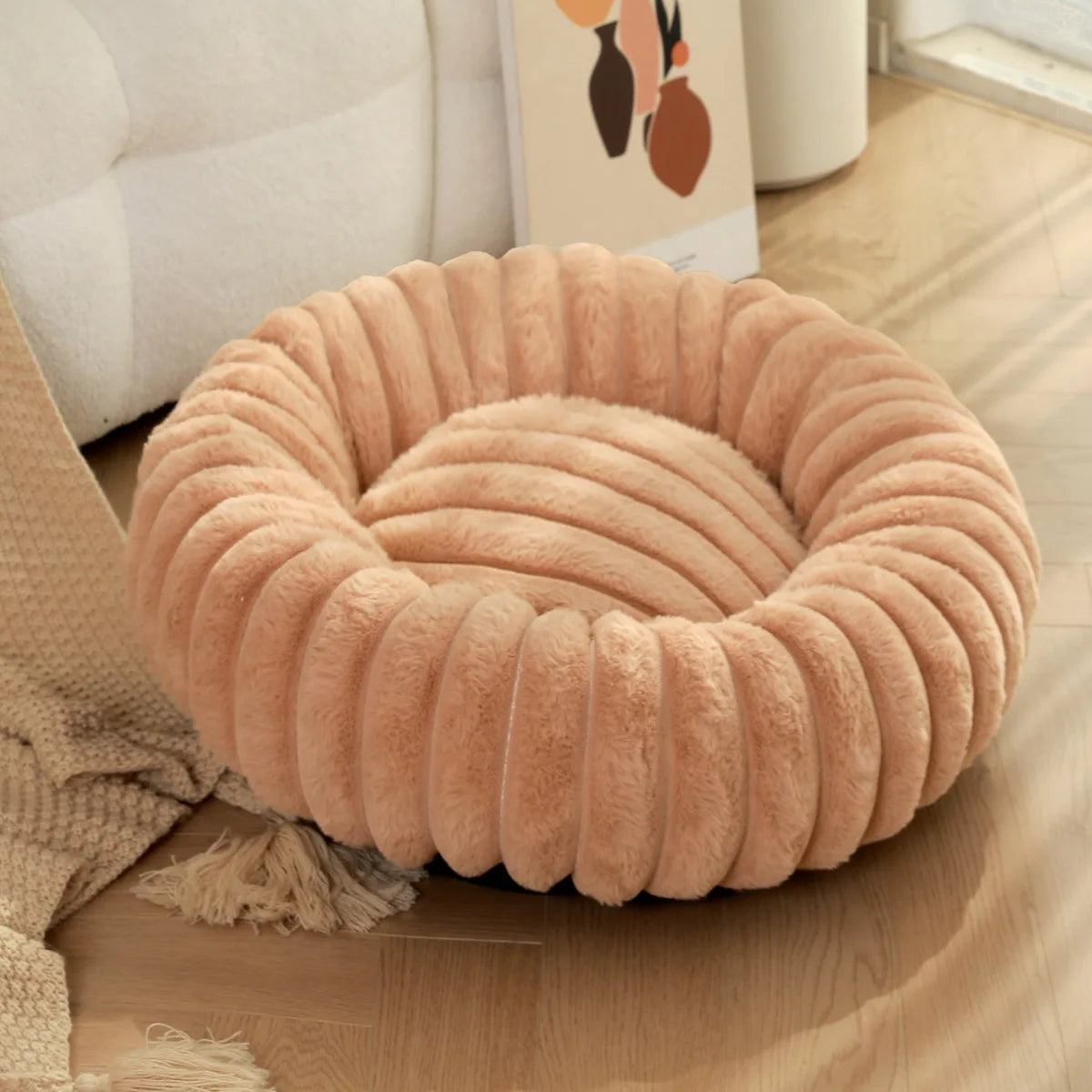 New Pet Nest Long Hair Round Cat Nest Winter Warm Plush Cat Mat Cat Nest