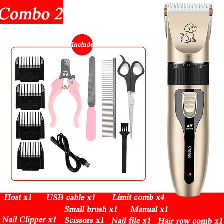 Dog Hair Clipper Pet Hair Trimmer Set Puppy Grooming Electric Shaver Ceramic Blade Cat Accessories Cordless Charging Professiona