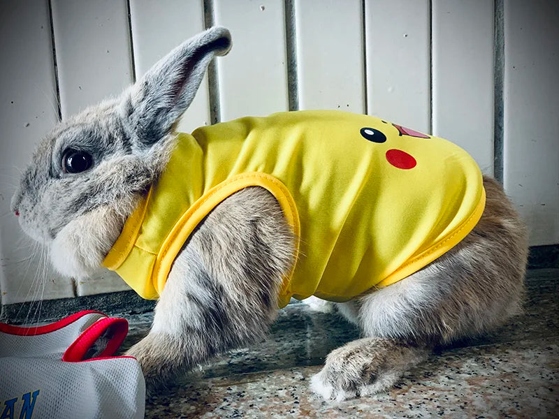 Pet Vest for Rabbit Cats Summer Breathable Rabbits Clothes Non-stick Hair Sweet Print Bunny Clothing Pajamas ubranko dla kota