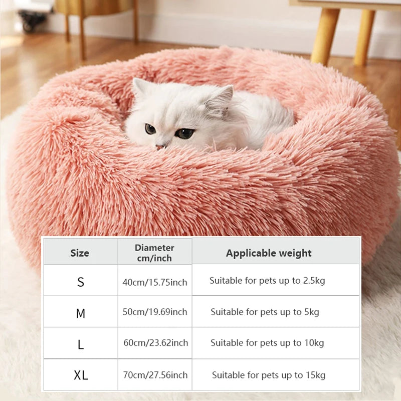 40-70cm Home Plush Pet Nest Super Soft Warm Detachable and Washable Round Pet Bed For Dog and Cat House Winter Warm Sleeping