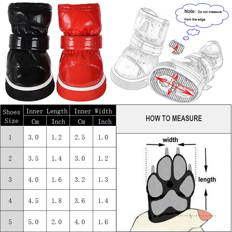 4Pcs/Set Pet Dog Shoes Winter Dog Snow Boots Warm Fleece Puppy Pet Cat Waterproof Rain Shoes Chihuahua Yorkie Shoe Accessories