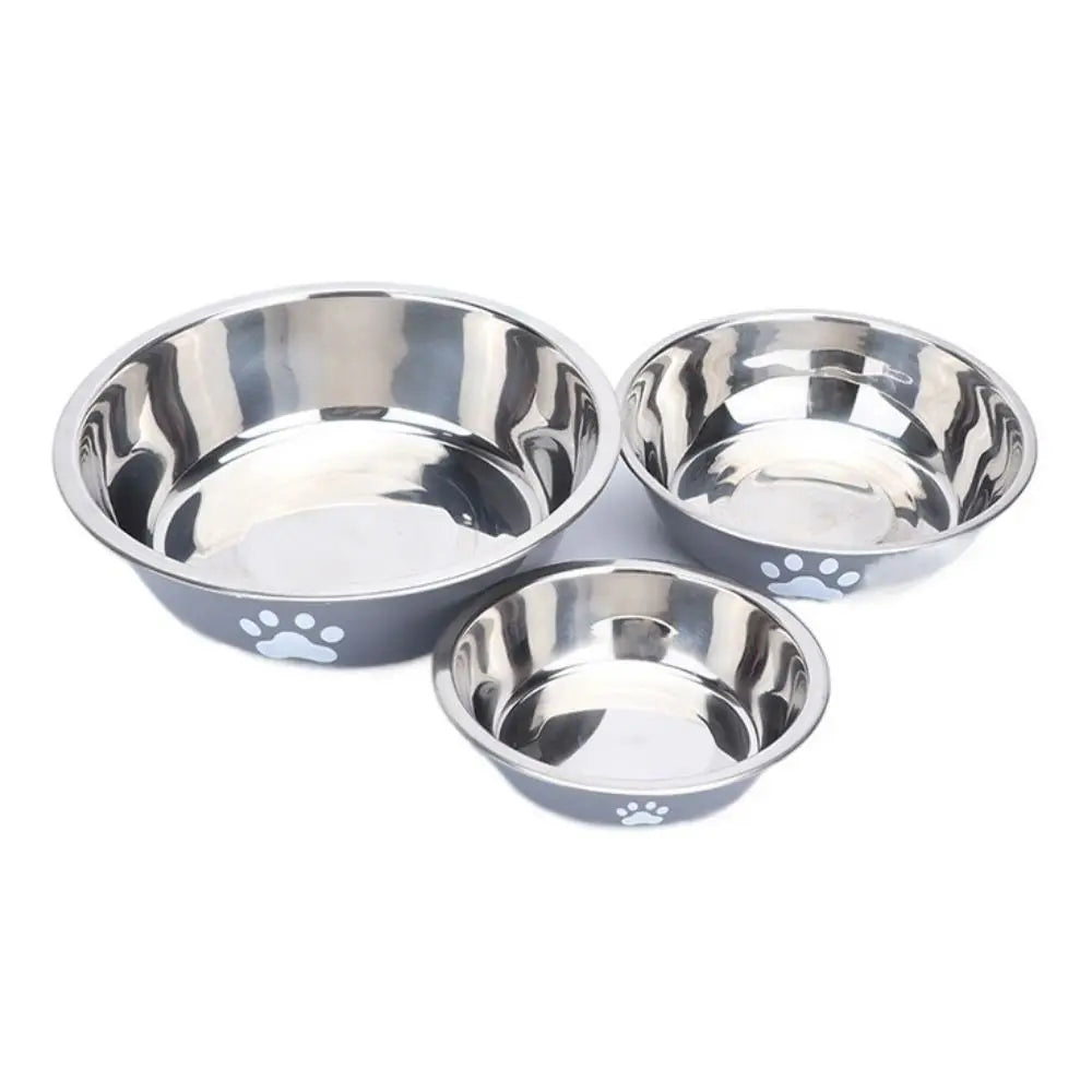 Large Capacity Stainless Steel Dog Bowl Non-slip Bilayer Dog Water Bowl Pet Feeders Cat Paw Pattern Cat Feeding Bowl Home