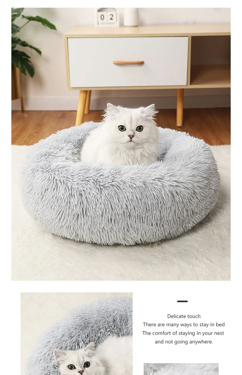 40-70cm Home Plush Pet Nest Super Soft Warm Detachable and Washable Round Pet Bed For Dog and Cat House Winter Warm Sleeping