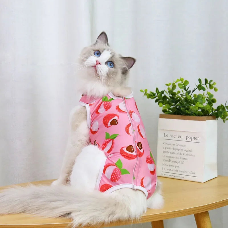 Pet Cats Weaning Clothes Breathable Elastic Vest Wound Protection Clothes Anti-mite Soft Cat Weaning Suit Clothing Pets Supplies