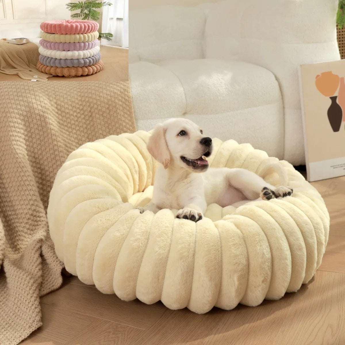 New Pet Nest Long Hair Round Cat Nest Winter Warm Plush Cat Mat Cat Nest