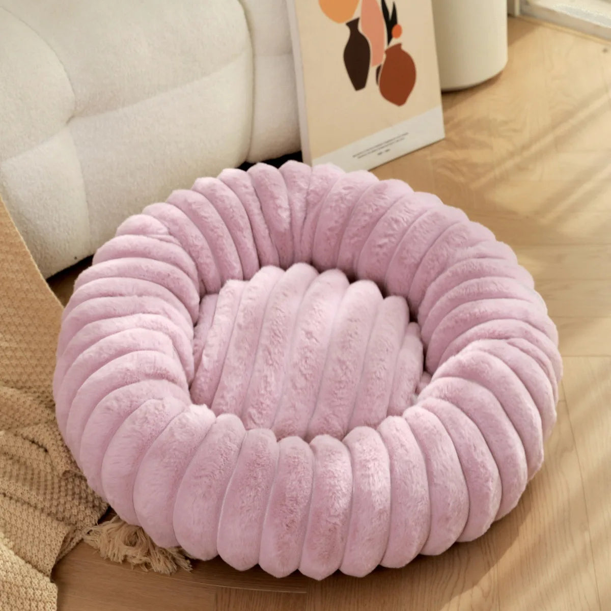 New Pet Nest Long Hair Round Cat Nest Winter Warm Plush Cat Mat Cat Nest