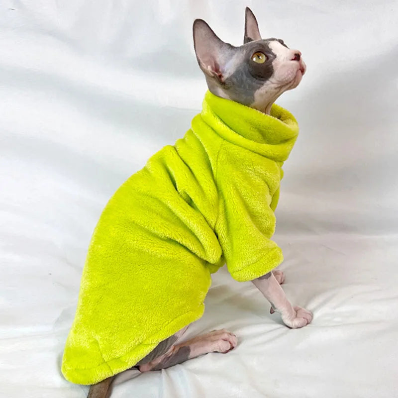 Warm Sphynx Cat Turtleneck Coat for Small Medium Dogs Clothes Jacket Kitten Costume French Bulldog Poodle Pug Outfits Sweater