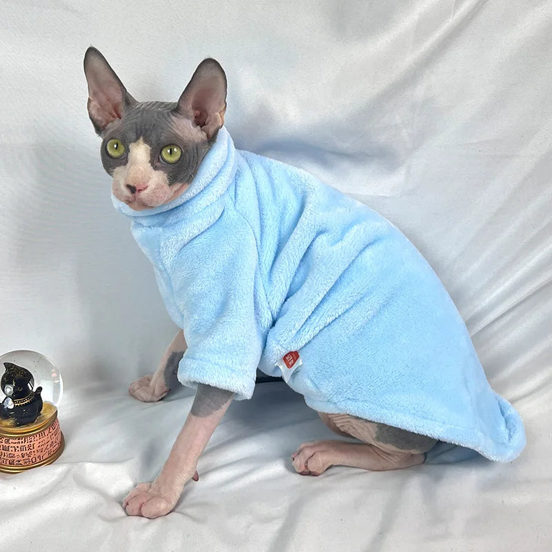 Warm Sphynx Cat Turtleneck Coat for Small Medium Dogs Clothes Jacket Kitten Costume French Bulldog Poodle Pug Outfits Sweater