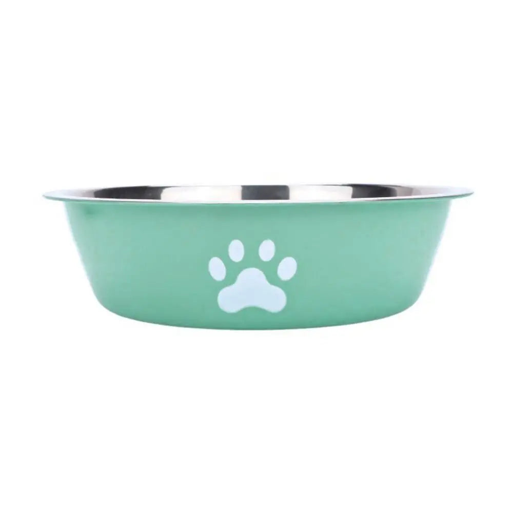 Large Capacity Stainless Steel Dog Bowl Non-slip Bilayer Dog Water Bowl Pet Feeders Cat Paw Pattern Cat Feeding Bowl Home