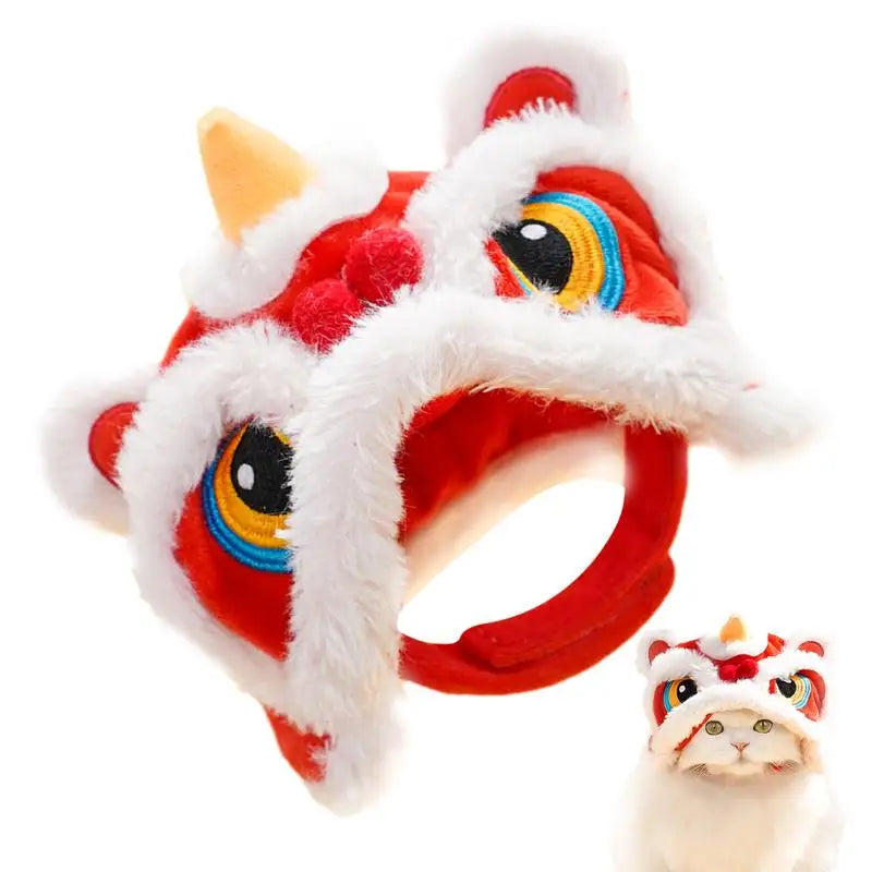 Small Dog Hat Cute Cat Costumes Dance Lion Pet Cat Soft Warm Lion Dance Clothes Small Pet Headwear Holiday Dress up Supplies