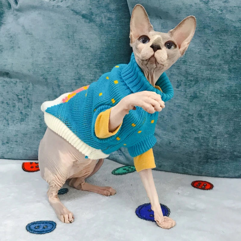 Cute Sphynx Cat Sweater Pullover Winter Warm Pet Clothes for Cats Kedi Kitten Costume Puppy Clothing Mascotas ropa para gatos