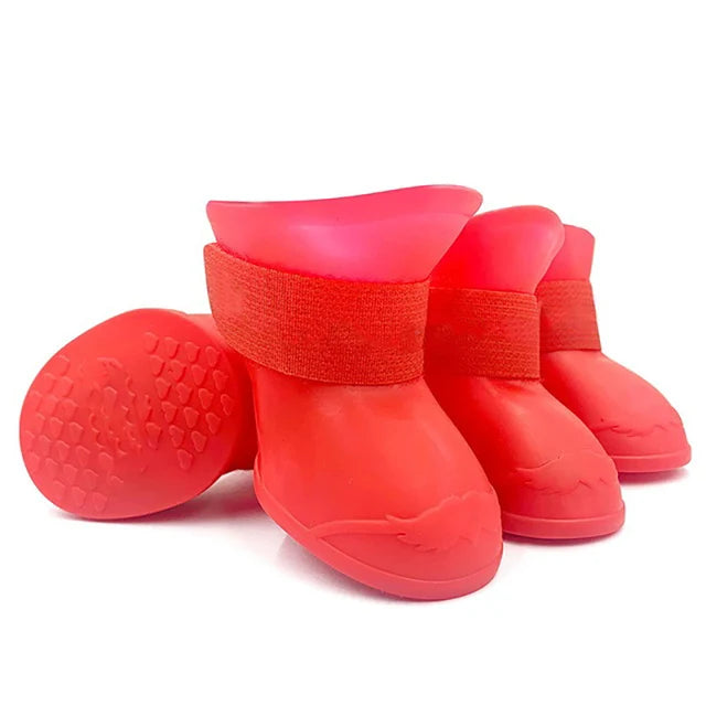 4Pcs Pet WaterProof Rainshoe Anti-slip Rubber Boot For Small Medium Large Dogs Cats Outdoor Shoe Dog Ankle Boots Pet Accessories