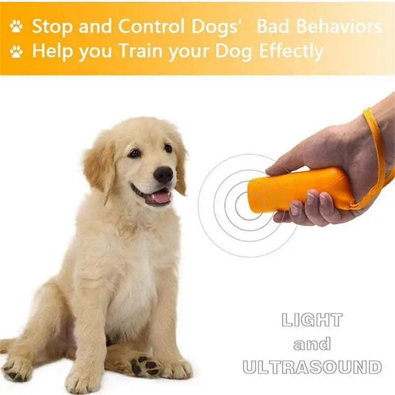 Pet Dog Repeller Anti Barking Device Ultrasonic Dog Repeller Stop Bark Control Training Supplies With LED Flashlight