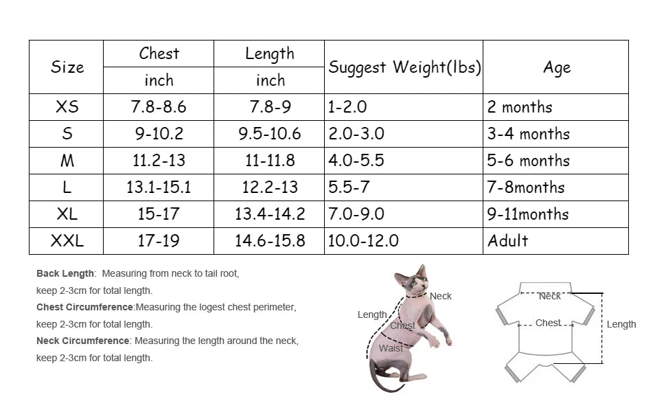 DUOMASUMI Sphynx Cat Clothes Baby Soft Cotton Fall Winter Kitten Clothes for Cornish Devon Cat Costume Hairless Cat Clothes