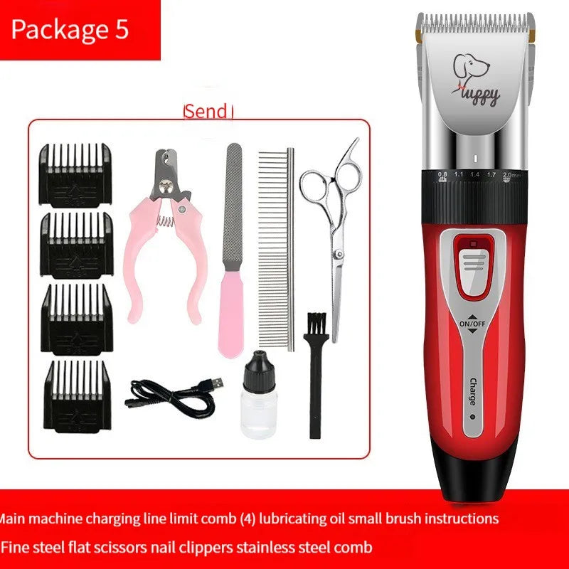 Dog Hair Clipper Pet Hair Trimmer Set Puppy Grooming Electric Shaver Ceramic Blade Cat Accessories Cordless Charging Professiona