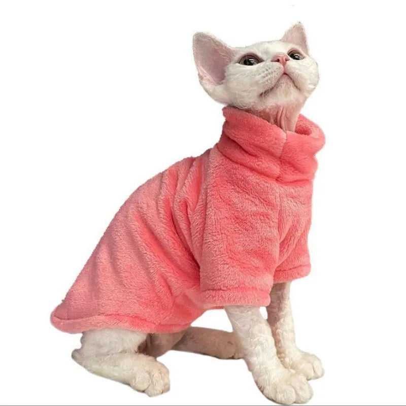 Warm Sphynx Cat Turtleneck Coat for Small Medium Dogs Clothes Jacket Kitten Costume French Bulldog Poodle Pug Outfits Sweater