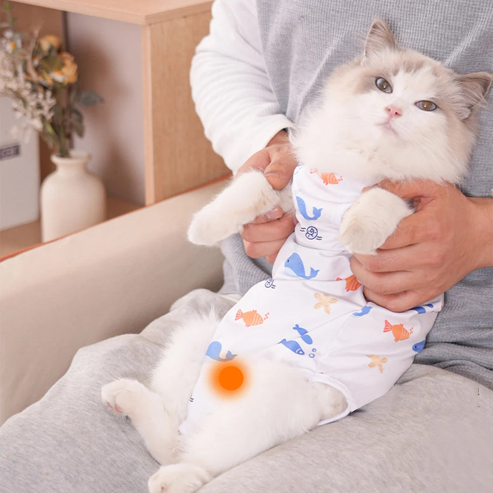 Small Dogs Cat Sterilization Jumpsuit Cats Anti-licking Surgery Recovery Clothing Breathable Pet Anti-scratch Vest Printed Suit