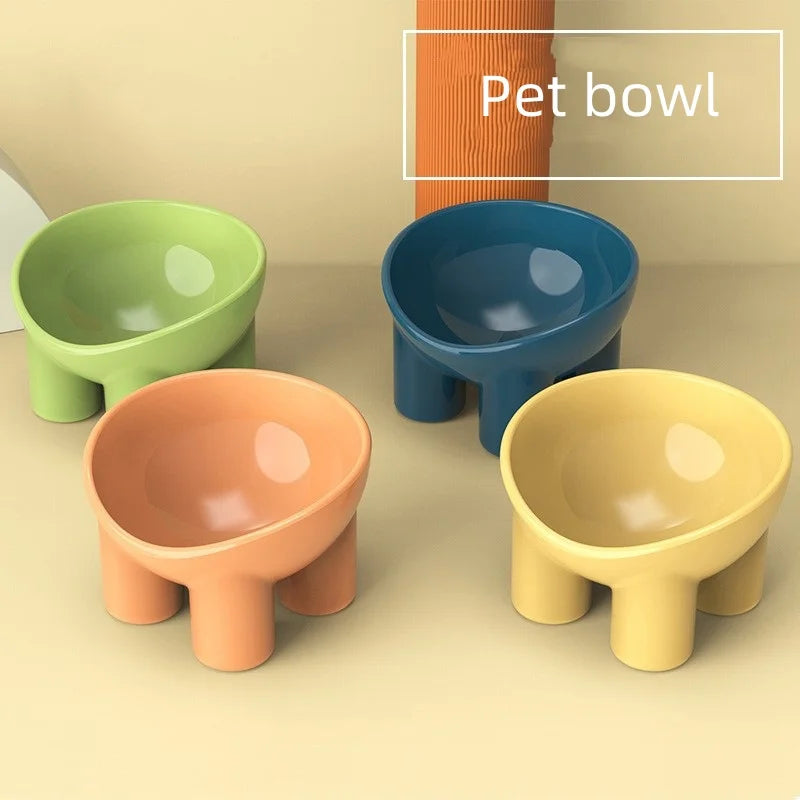 Cat Dog Bowl High Foot Small Dog Bowl Neck Protector Pet Food Water Bowl Anti-tip PP Pet Feeding Dessert Snack Dish Accessories