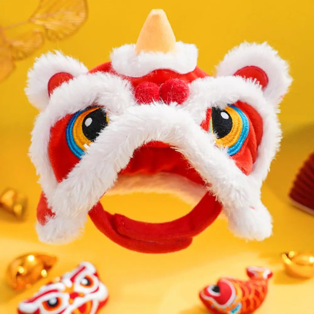 Small Dog Hat Cute Cat Costumes Dance Lion Pet Cat Soft Warm Lion Dance Clothes Small Pet Headwear Holiday Dress up Supplies