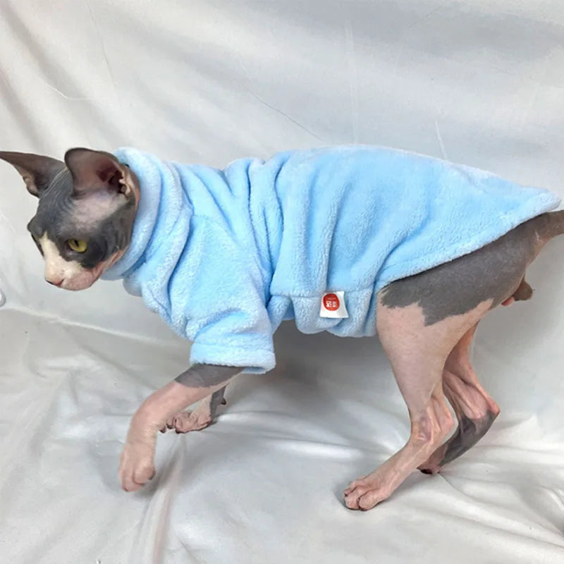 Warm Sphynx Cat Turtleneck Coat for Small Medium Dogs Clothes Jacket Kitten Costume French Bulldog Poodle Pug Outfits Sweater