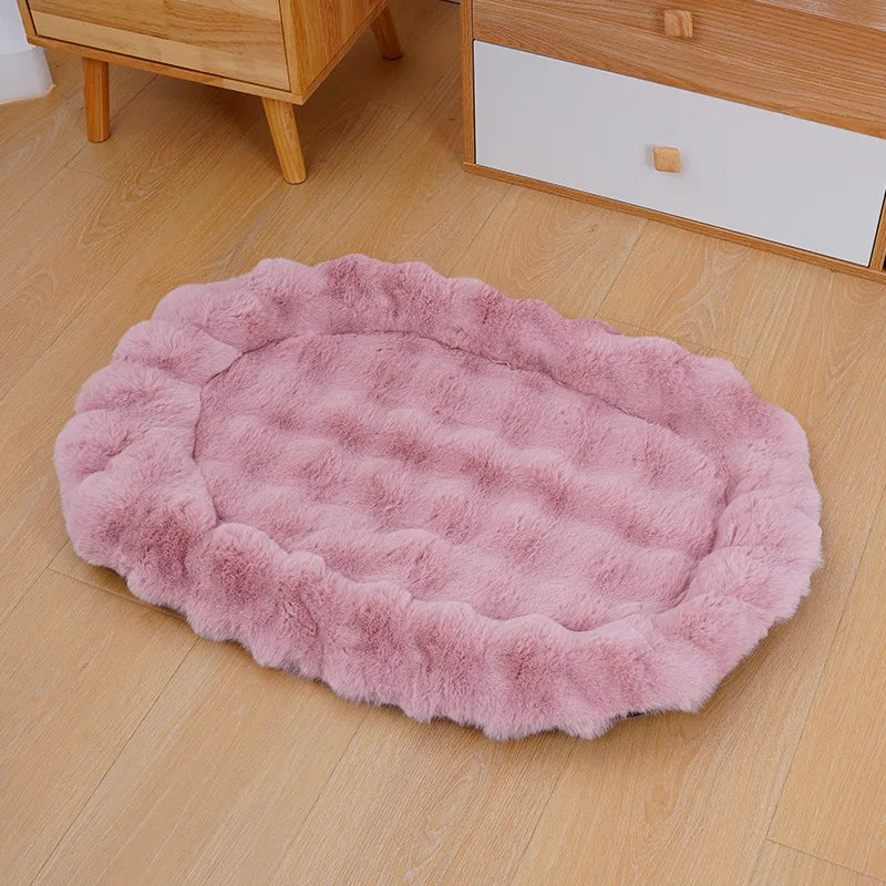 Plush Pet Nests Winter Cat Nests Dog Nests Warm Thick Pet Mat Detachable Washable Oval Cat Bed Pet Beds Seasonal Decorations