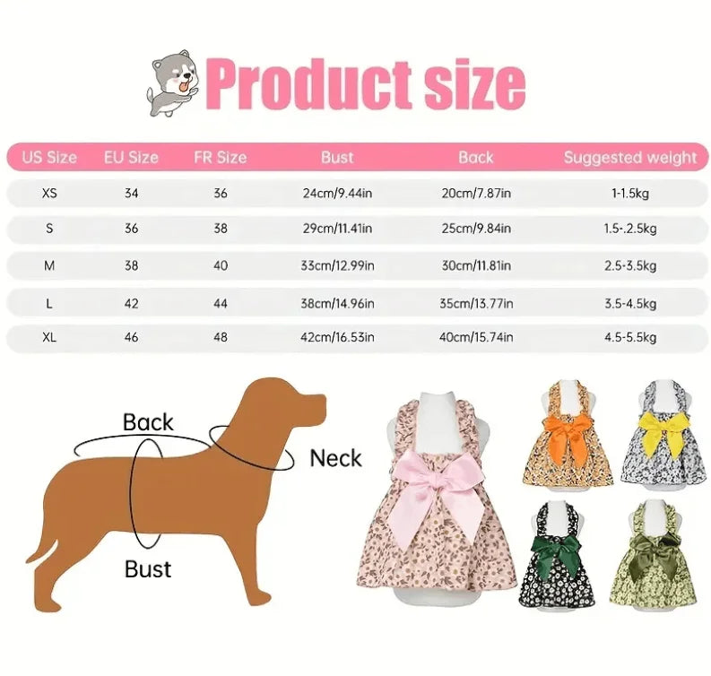 Pet Clothes Spring/Summer Small Cat/Dog Small Daisy Shoulder Strap Princess Dress Pet clothes Kitten/Dog Gentle dress