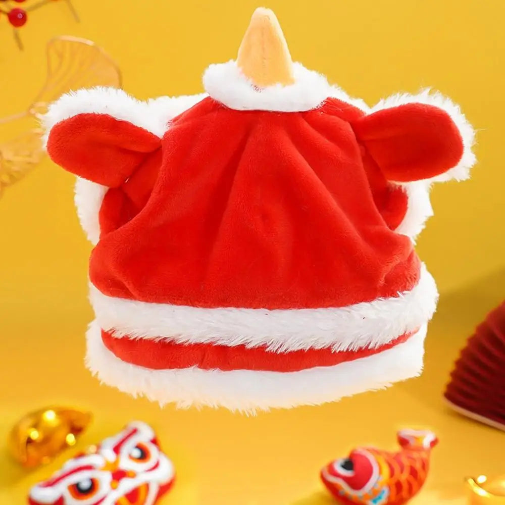 Small Dog Hat Cute Cat Costumes Dance Lion Pet Cat Soft Warm Lion Dance Clothes Small Pet Headwear Holiday Dress up Supplies