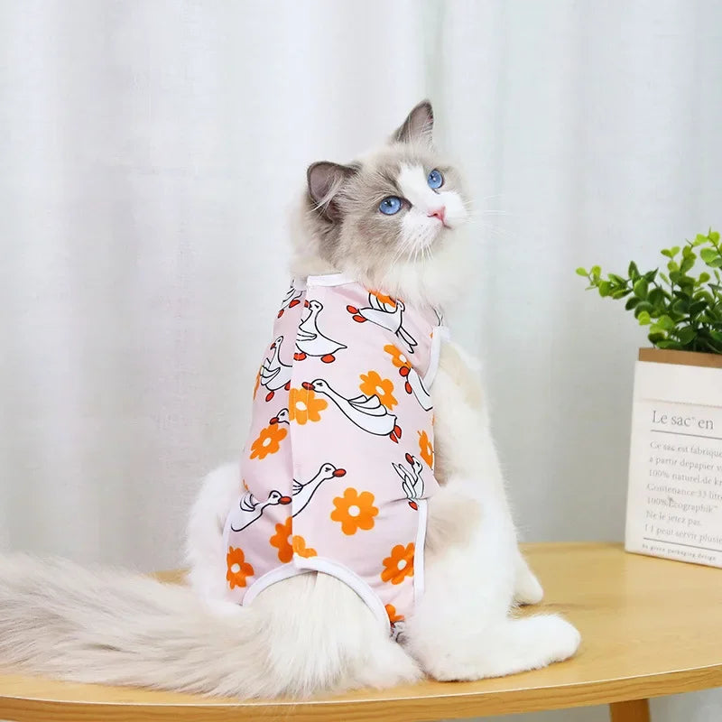 Pet Cats Weaning Clothes Breathable Elastic Vest Wound Protection Clothes Anti-mite Soft Cat Weaning Suit Clothing Pets Supplies