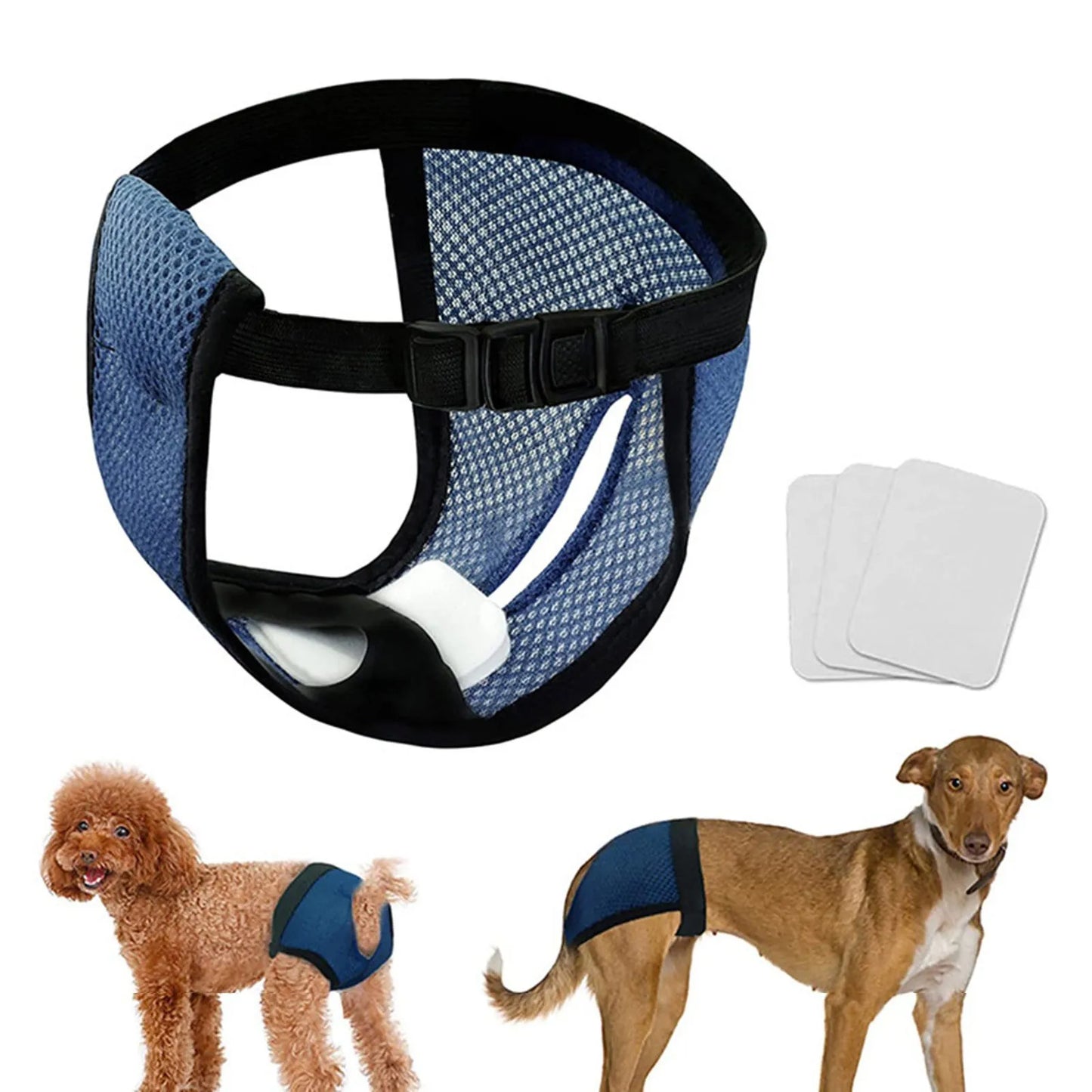 Female Dog Panties with 3 Cotton Pads Reusable Diapers Pet Breathable Mesh Physiological Pant For Small Medium and Large Dogs