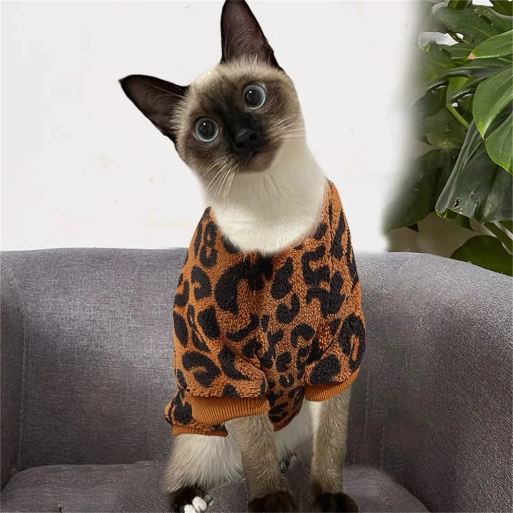 Plush Cat Dog Hoodies Thicken Pet Sweaters Autumn Winter Cat Puppy Clothes for Small Dogs Cats Kitten Pullovers Sphynx Clothing