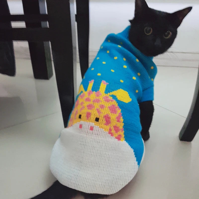 Cute Sphynx Cat Sweater Pullover Winter Warm Pet Clothes for Cats Kedi Kitten Costume Puppy Clothing Mascotas ropa para gatos