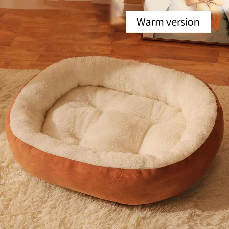 Plush Pet Nest Winter Cat Dog Bed Thickened  Plush Anti Slip Pet Mat Detachable Washable Circular Cat Pet Bed Large Dog Bed Mat