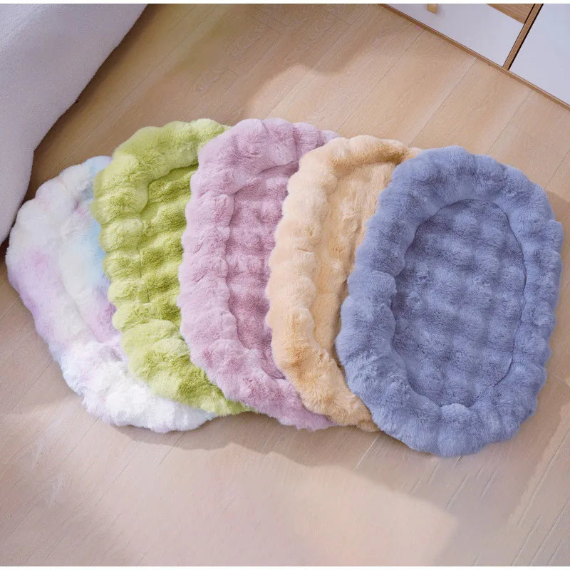 Plush Pet Nests Winter Cat Nests Dog Nests Warm Thick Pet Mat Detachable Washable Oval Cat Bed Pet Beds Seasonal Decorations