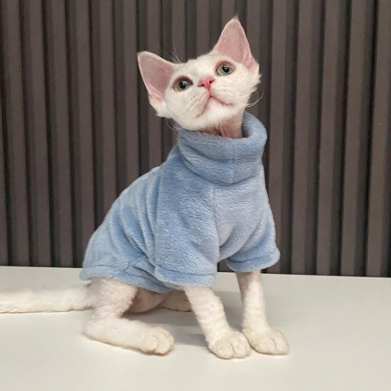 Warm Sphynx Cat Turtleneck Coat for Small Medium Dogs Clothes Jacket Kitten Costume French Bulldog Poodle Pug Outfits Sweater