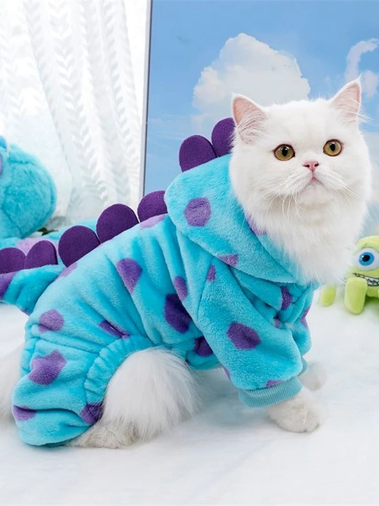 Plush Cat Puppy Costume Autumn Winter Pet Jumpsuits for Small Dogs Cats Kitten Cosplay Clothes Dinosaur Pajamas ropa para gatos