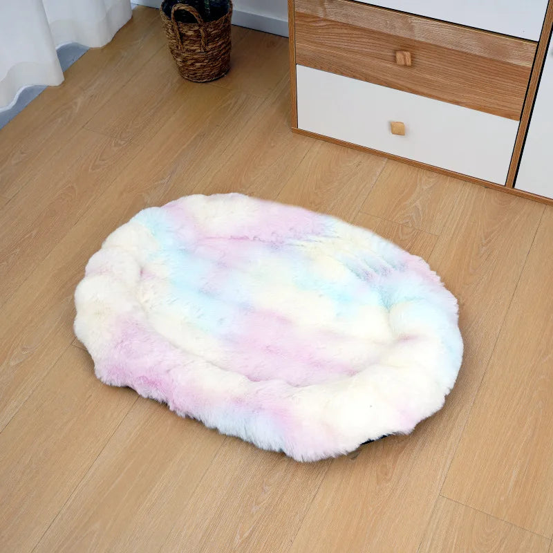 Plush Pet Nests Winter Cat Nests Dog Nests Warm Thick Pet Mat Detachable Washable Oval Cat Bed Pet Beds Seasonal Decorations