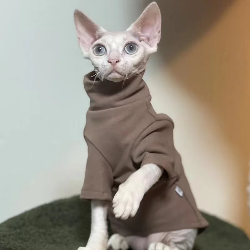 Sphynx Cat Clothes Winter Thick Pet Clothes for Small Dogs Cats Pullover Shirt Soft Warm Hairless Cat Pajamas Dachshund Clothing