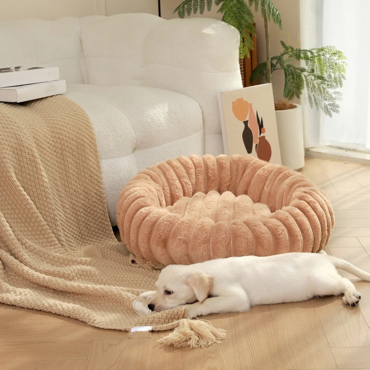 New Pet Nest Long Hair Round Cat Nest Winter Warm Plush Cat Mat Cat Nest