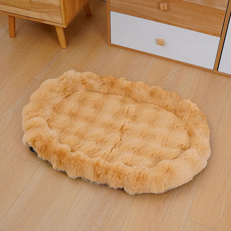 Plush Pet Nests Winter Cat Nests Dog Nests Warm Thick Pet Mat Detachable Washable Oval Cat Bed Pet Beds Seasonal Decorations