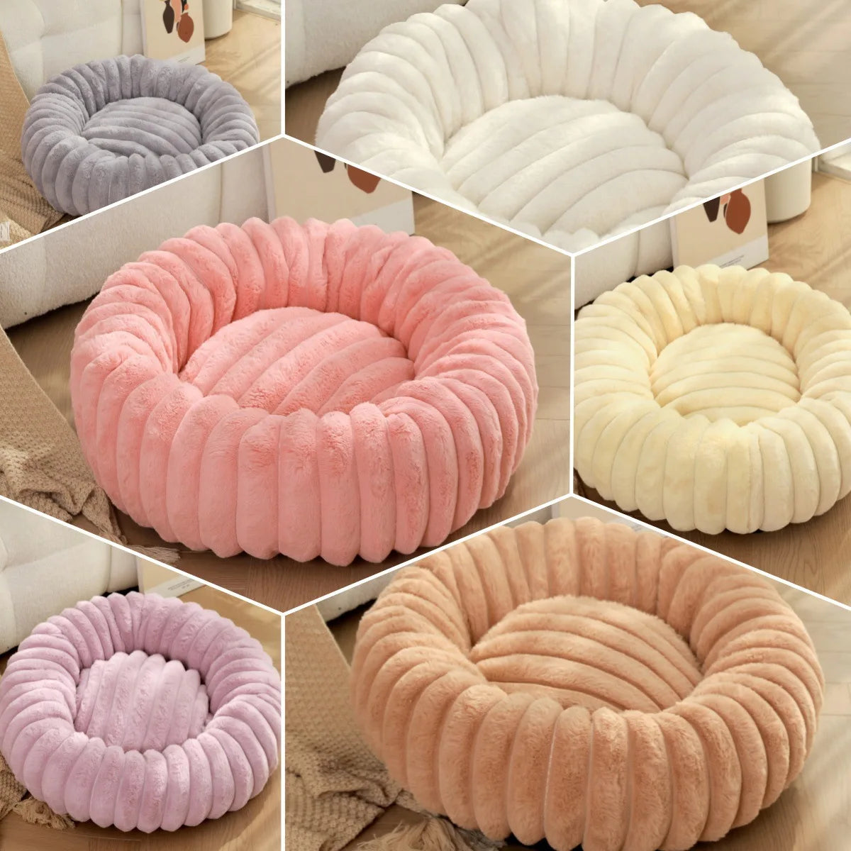 New Pet Nest Long Hair Round Cat Nest Winter Warm Plush Cat Mat Cat Nest