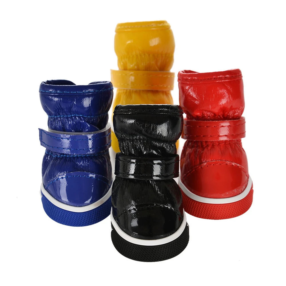 4Pcs/Set Pet Dog Shoes Winter Dog Snow Boots Warm Fleece Puppy Pet Cat Waterproof Rain Shoes Chihuahua Yorkie Shoe Accessories