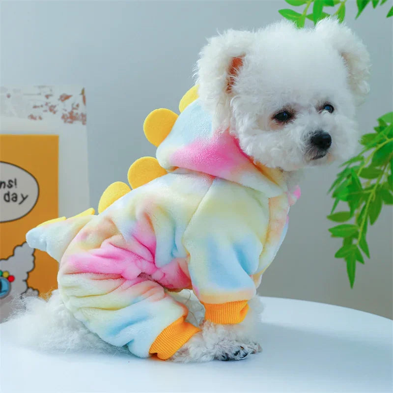 Plush Cat Puppy Costume Autumn Winter Pet Jumpsuits for Small Dogs Cats Kitten Cosplay Clothes Dinosaur Pajamas ropa para gatos