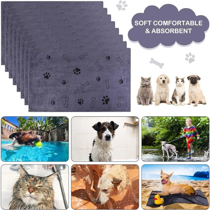 1pc Quick-Drying Microfiber Dog Towel Absorbent Pet Bath Product Fiber Quick-drying Bath Towel Car Wiping Cloth Pet Supplies