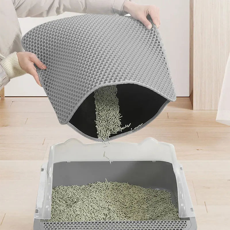 Pet Cat Litter Mat Waterproof Double Layer Cat Litter Trapping Pet Litter Box Mat Clean Pad Products For Cats Accessories